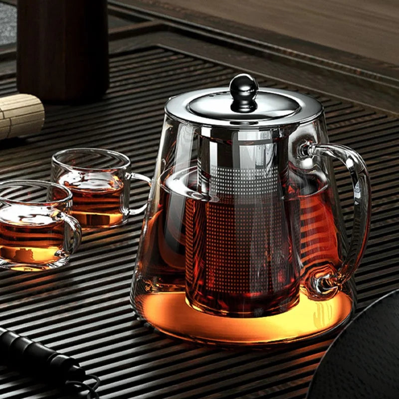 Glass Teapot with Stainless Steel Tea Strainer