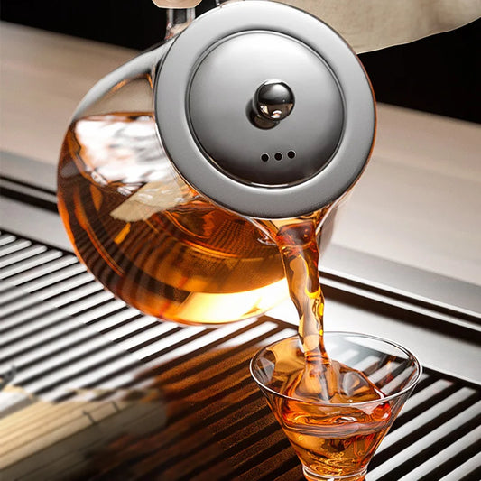Glass Teapot with Stainless Steel Tea Strainer